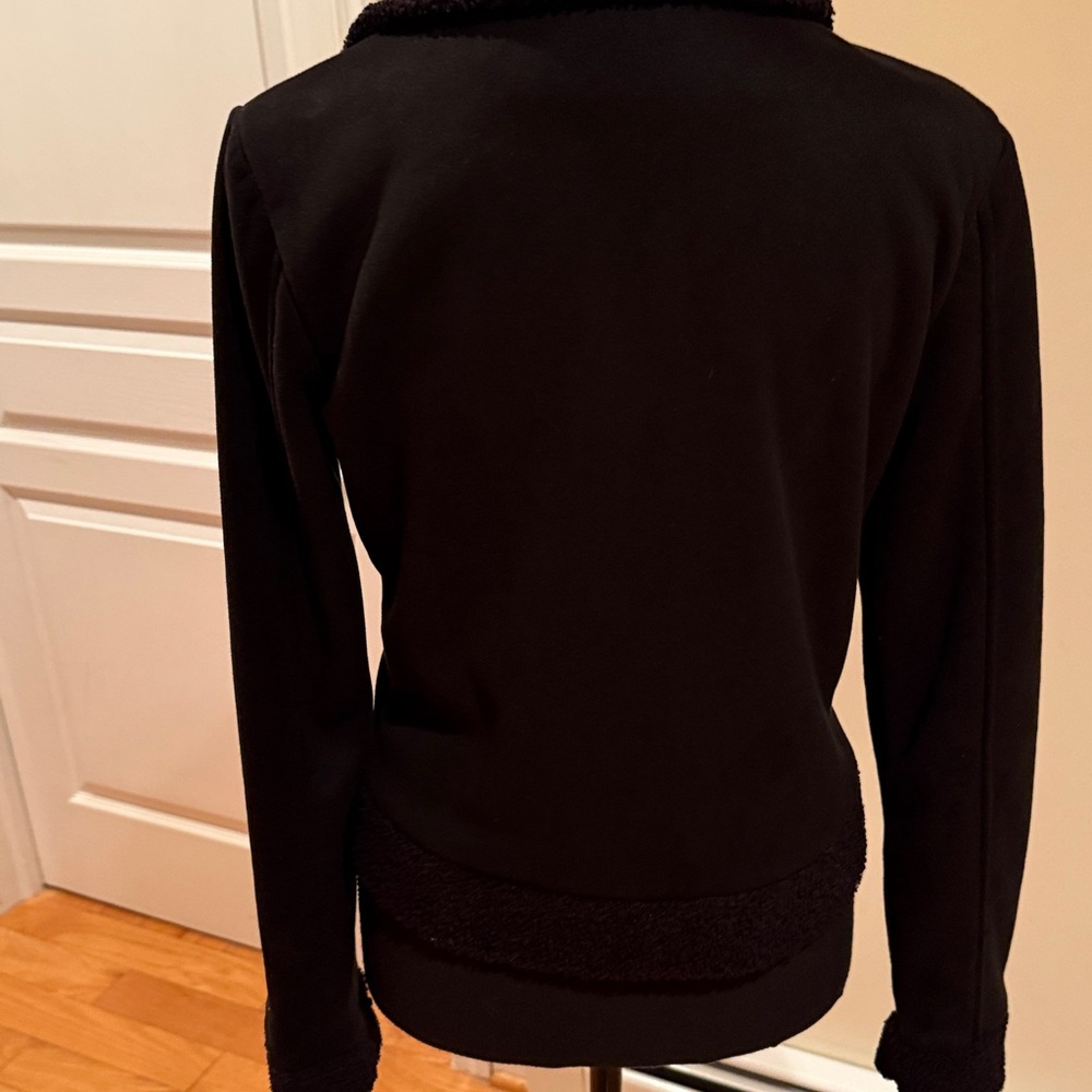 bebe Beautiful Black Teddy Jacket with Gold Zipper and Pockets,soft and comfy - Picture 7 of 16